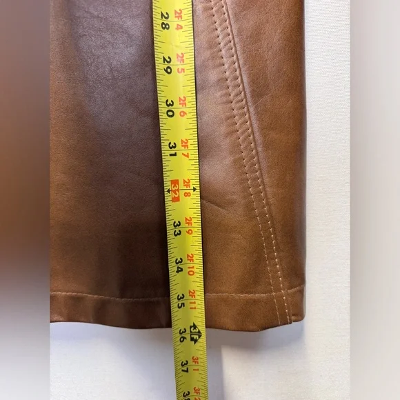 Vintage 70s Leather Trench Coat‎ Size 40R Rust Brown Belted Grais New Generation - Picture 5 of 15